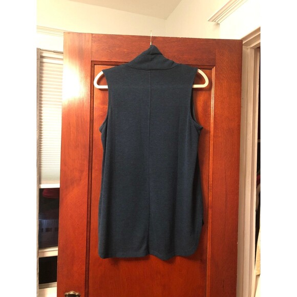 LOFT SIZE MED BLUE MOCK TURTLENECK SLEEVELESS  SWEATER TOP - Picture 9 of 10